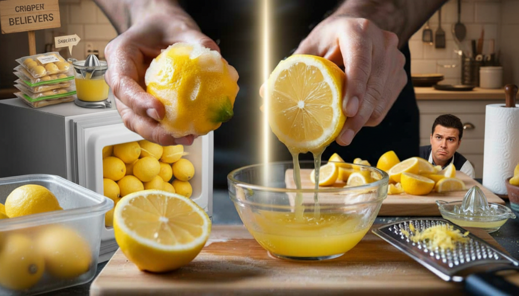 Freezing lemons whole for triple a juice: a kitchen hack that splits cooks between believers and skeptics