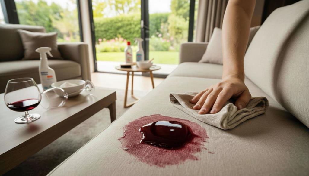 How to remove red wine from a light sofa without leaving a faded ring Update