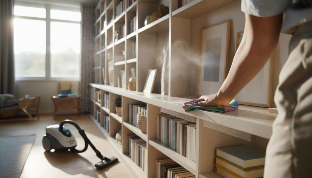 How to stop dust from settling on shelves as quickly Update