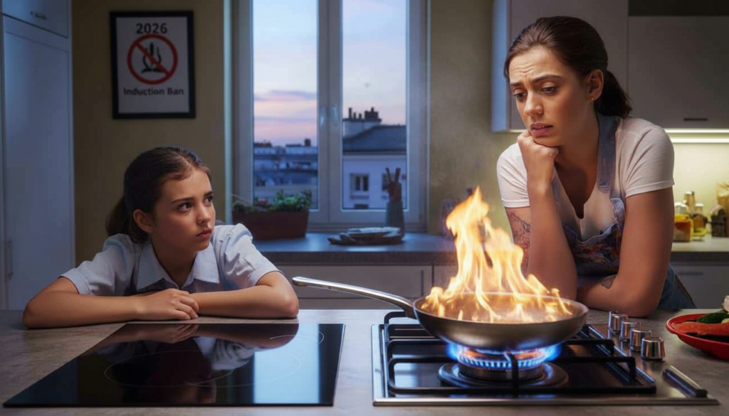 Farewell to induction hobs from 2026 as a gas flame makes a fiery comeback in European kitchens and divides families over safety convenience and cost